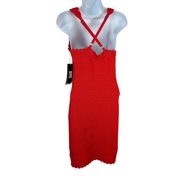 Madden NYC Red Lace Up Crochet Dress Adjustable Back Tie Up Front Size S - Picture 7 of 7